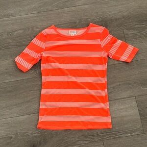 Mini Boden Vibrant Orange and White Striped Tee